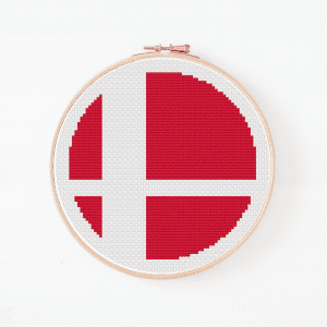 Cross stitch of the red symbol used in Super Smash